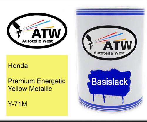 Honda, Premium Energetic Yellow Metallic, Y-71M: 500ml Lackdose, von ATW Autoteile West.